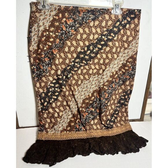 Vintage 90s y2K 00s Skirt Floral Lace Boho Prairie Cottage Allover Floral M - Picture 1 of 4